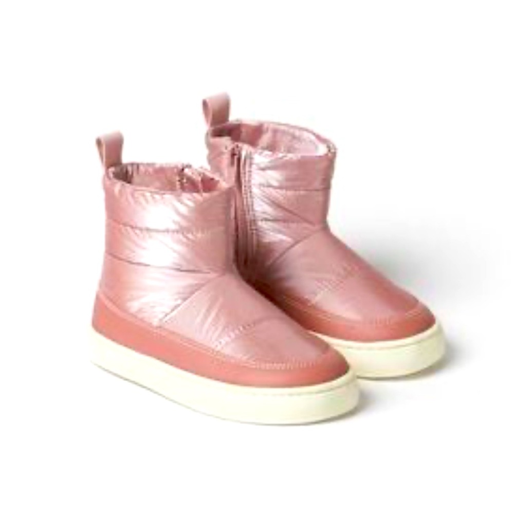 ZARA reflective rose Pink zip up toddler padded Boots size 23  European EUC!